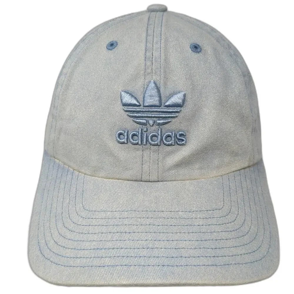 Adidas Baseball Cap Blue One Size Embroidered Trefoil Logo Hat Slideback Denim